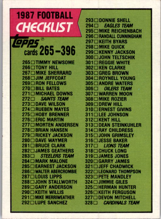 1987 Topps Football Singles - You Choose - Bild 466 von 467