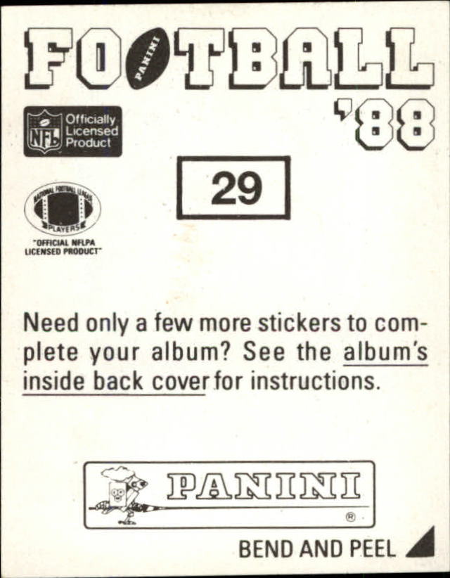 1988 Panini Stickers #29 Reggie Williams back image