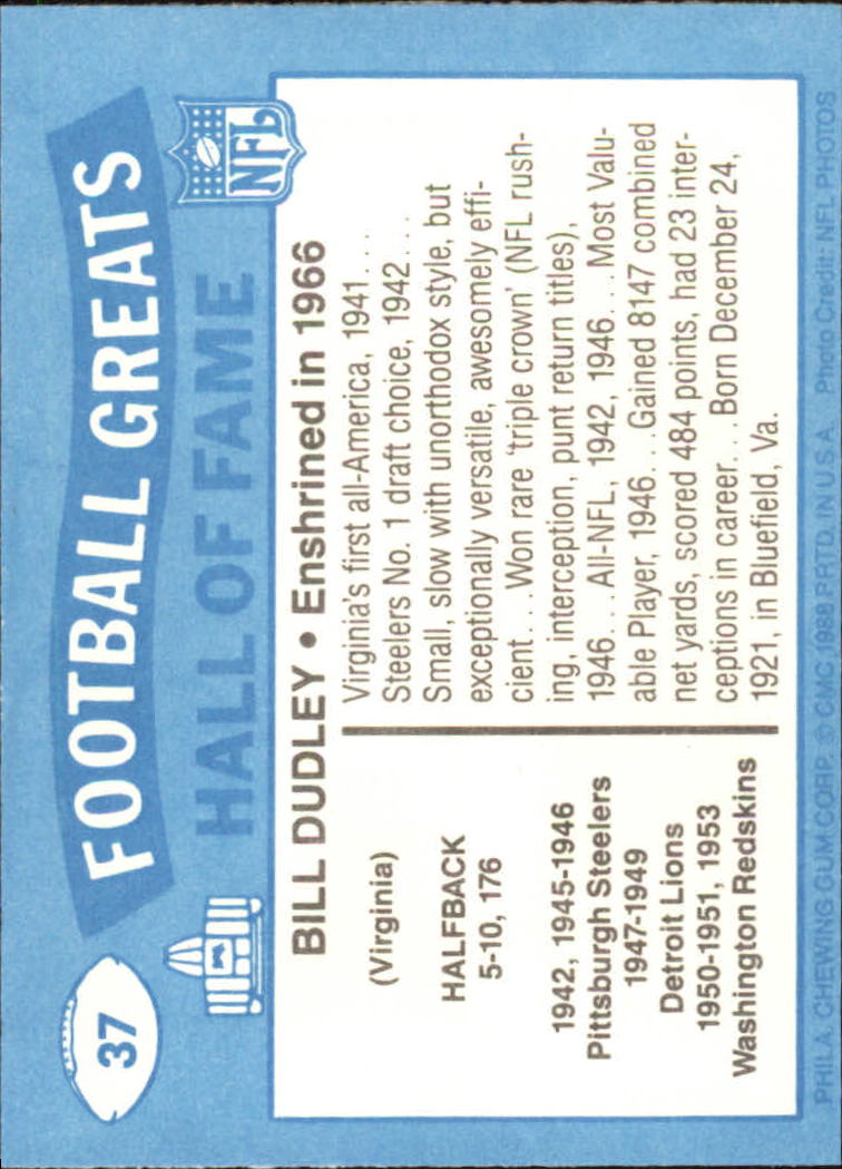 1988 Swell Greats #37 Bill Dudley 66 back image