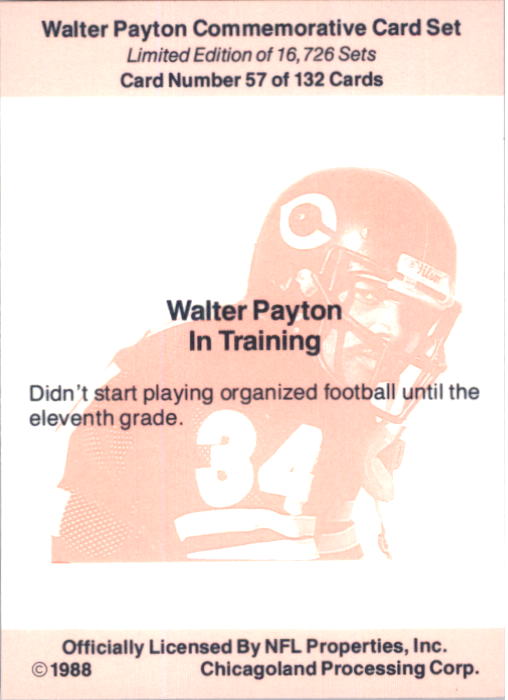 B5535- 1988 Walter Payton Commemorative #s 1-132 -You Pick- 15+ FREE US SHIP