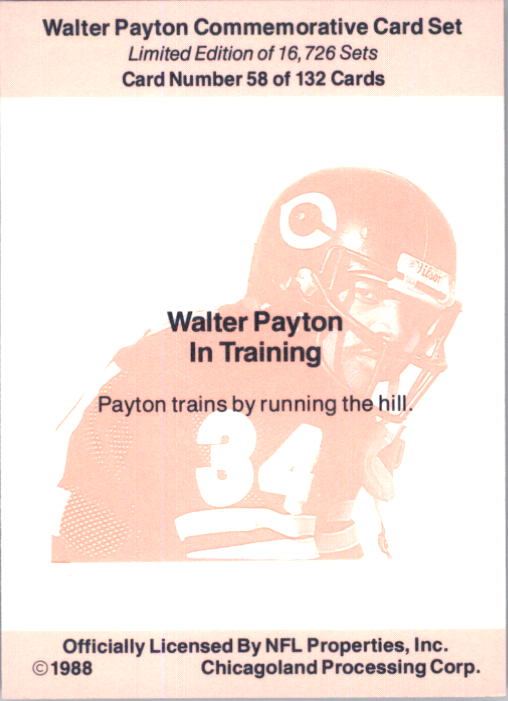 1988 Walter Payton Commemorative #58 In Training back image