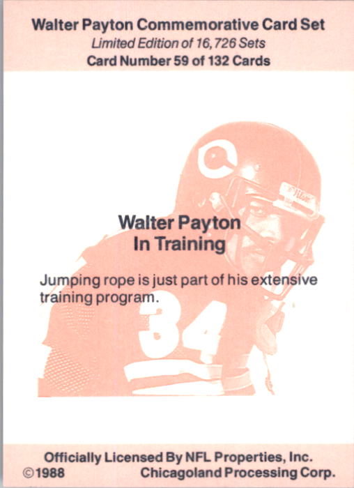 B5535- 1988 Walter Payton Commemorative #s 1-132 -You Pick- 15+ FREE US SHIP