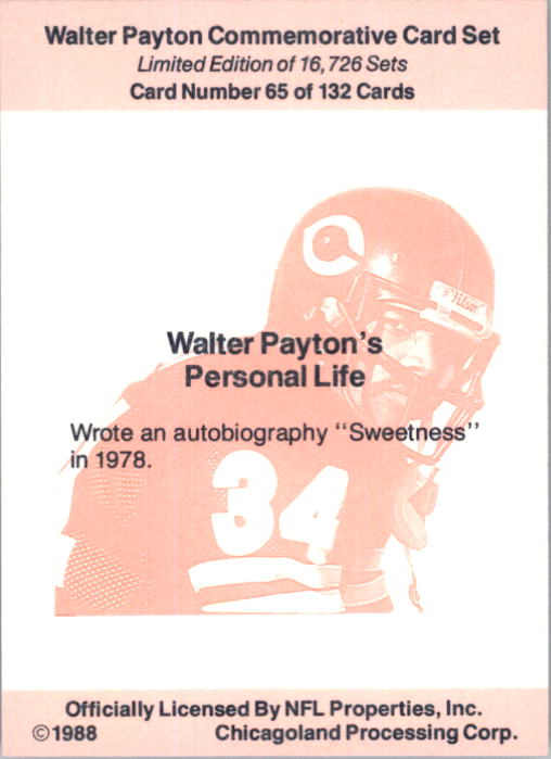 B5535- 1988 Walter Payton Commemorative #s 1-132 -You Pick- 15+ FREE US SHIP