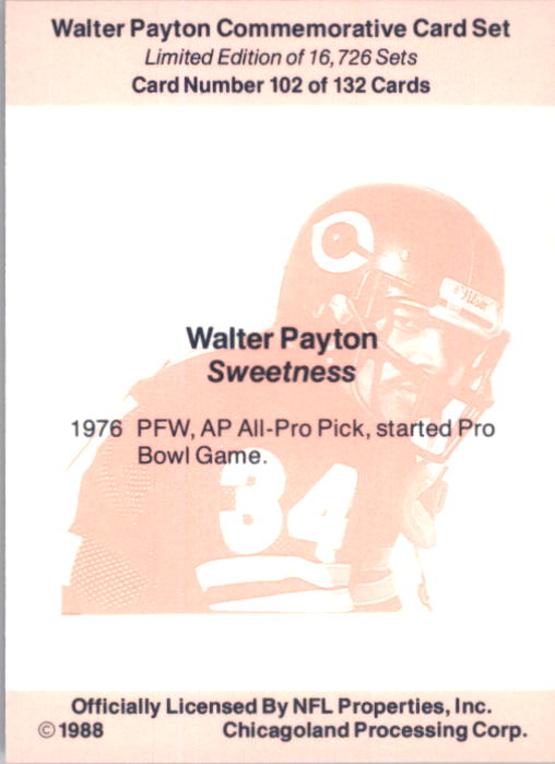 B5535- 1988 Walter Payton Commemorative #s 1-132 -You Pick- 15+ FREE US SHIP