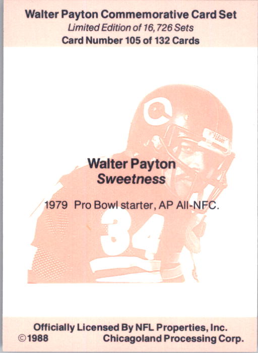 B5535- 1988 Walter Payton Commemorative #s 1-132 -You Pick- 15+ FREE US SHIP