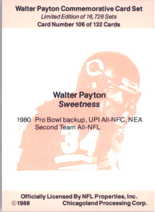 B5535- 1988 Walter Payton Commemorative #s 1-132 -You Pick- 15+ FREE US SHIP