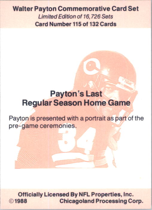 B5535- 1988 Walter Payton Commemorative #s 1-132 -You Pick- 15+ FREE US SHIP