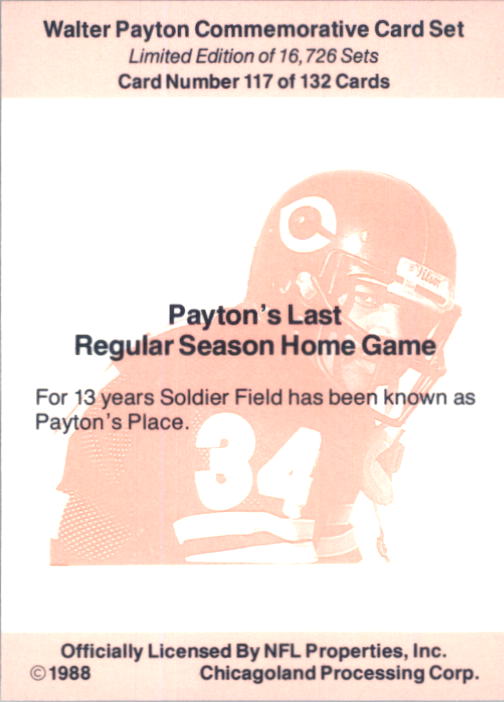 B5535- 1988 Walter Payton Commemorative #s 1-132 -You Pick- 15+ FREE US SHIP