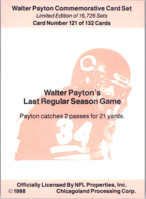 B5535- 1988 Walter Payton Commemorative #s 1-132 -You Pick- 15+ FREE US SHIP