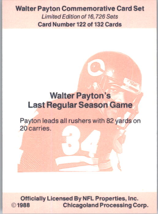 B5535- 1988 Walter Payton Commemorative #s 1-132 -You Pick- 15+ FREE US SHIP