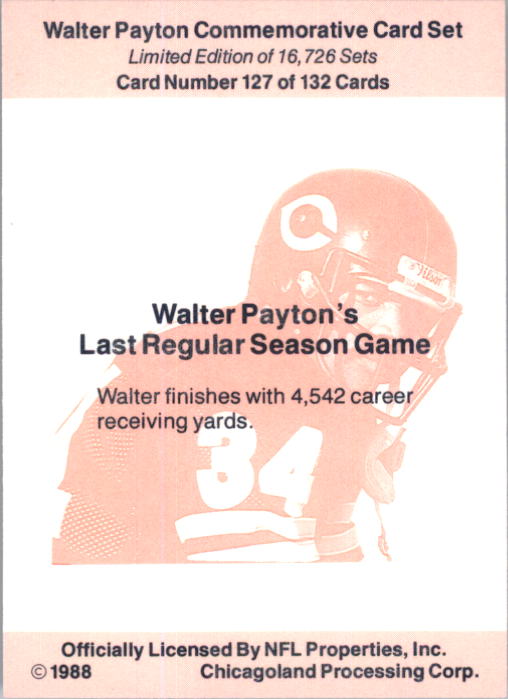 B5535- 1988 Walter Payton Commemorative #s 1-132 -You Pick- 15+ FREE US SHIP