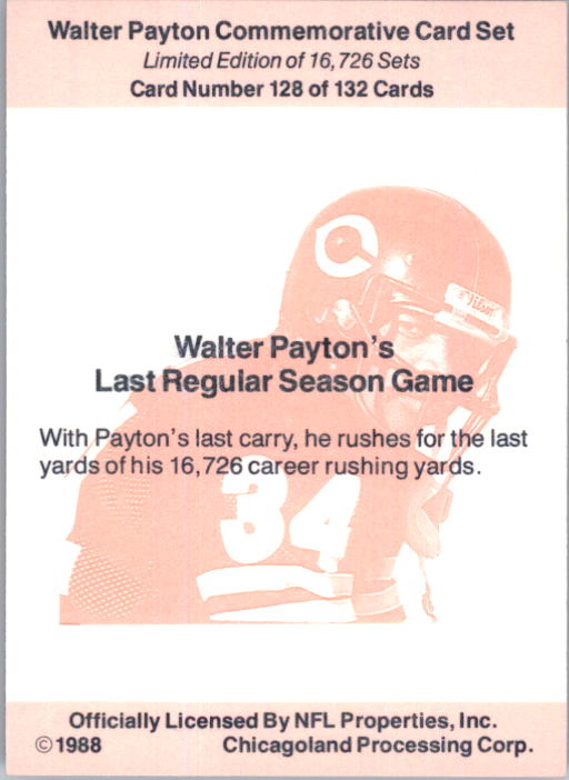 B5535- 1988 Walter Payton Commemorative #s 1-132 -You Pick- 15+ FREE US SHIP