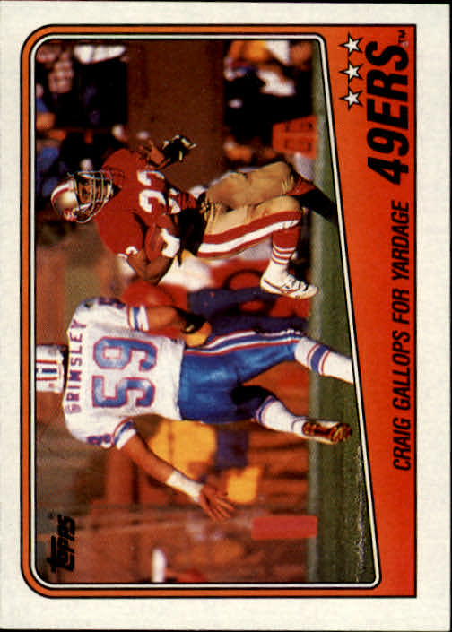 1988 Topps #37 49ers TL/(Roger Craig Gallops/For Yardage)