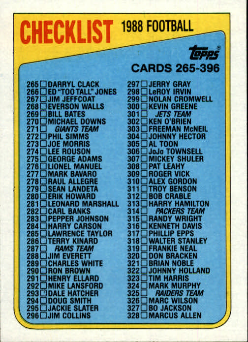 B0627- 1988 Topps Fußball Karten 251-396 + Einsätze -du Pick- 15 + Gratis US - Bild 274 von 307