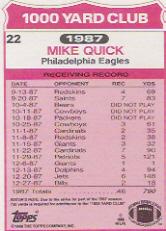 1988 Topps 1000 Yard Club #22 Mike Quick back image