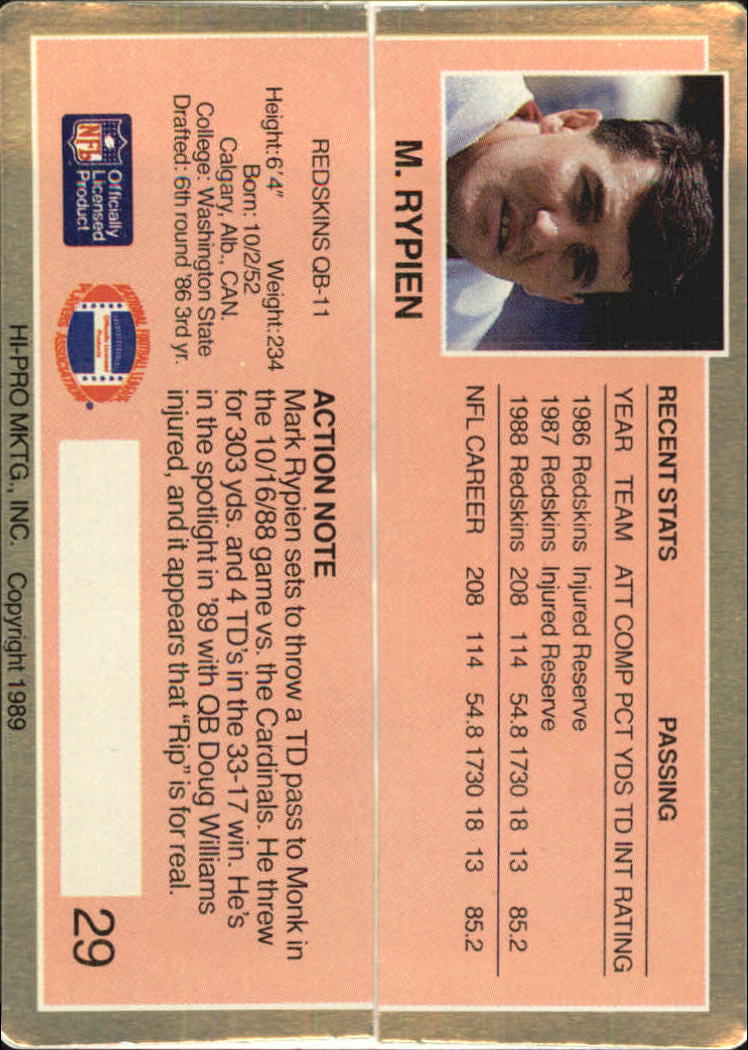 1989 Action Packed Test Football "Main Set" Cards - Picture 59 of 61
