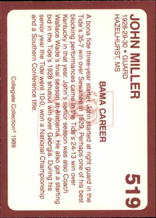 1989 Alabama Coke 580 Collegiate Collection Football "Main Set" Cards #400-#580 - Picture 241 of 363
