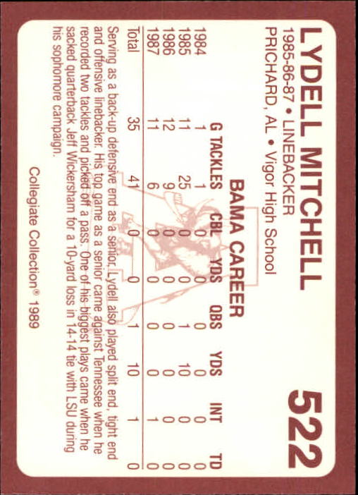 1989 Alabama Coke 580 Collegiate Collection Football "Main Set" Cards #400-#580 - Picture 247 of 363