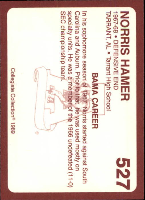 1989 Alabama Coke 580 Collegiate Collection Football "Main Set" Cards #400-#580 - Picture 257 of 363