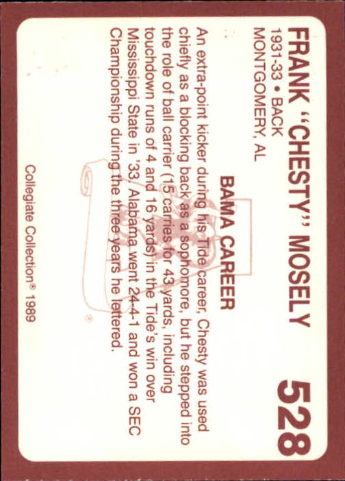 1989 Alabama Coke 580 Collegiate Collection Football "Main Set" Cards #400-#580 - Picture 259 of 363