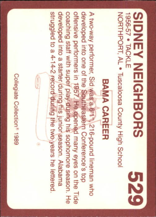 1989 Alabama Coke 580 Collegiate Collection Football "Main Set" Cards #400-#580 - Picture 261 of 363