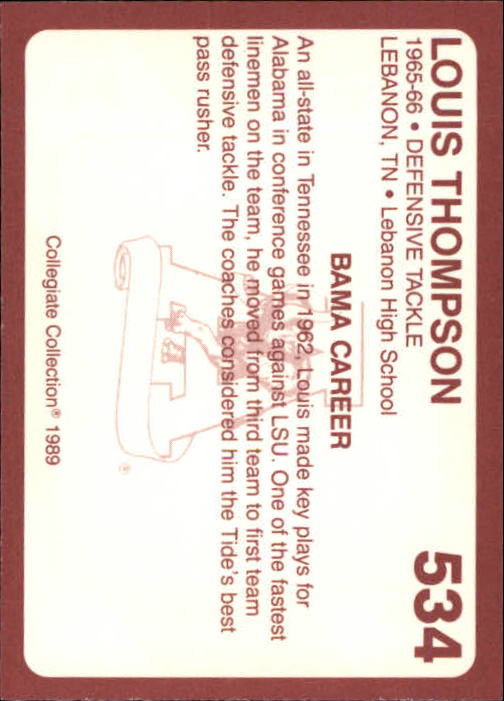 1989 Alabama Coke 580 Collegiate Collection Football "Main Set" Cards #400-#580 - Picture 271 of 363