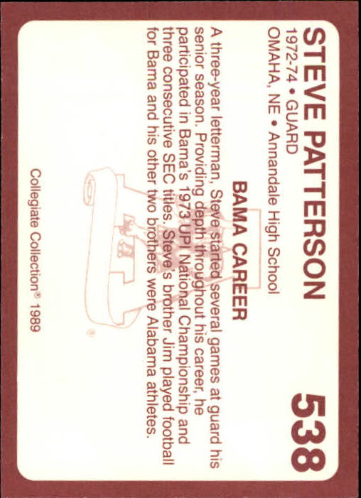 1989 Alabama Coke 580 Collegiate Collection Football "Main Set" Cards #400-#580 - Picture 279 of 363