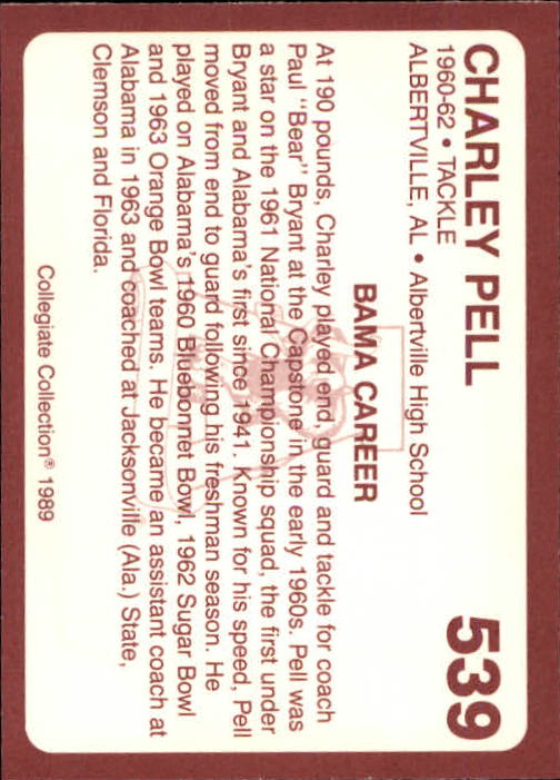 1989 Alabama Coke 580 Collegiate Collection Football "Main Set" Cards #400-#580 - Picture 281 of 363