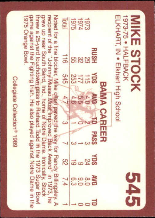 1989 Alabama Coke 580 Collegiate Collection Football "Main Set" Cards #400-#580 - Picture 293 of 363