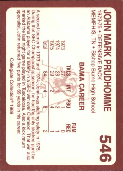 1989 Alabama Coke 580 Collegiate Collection Football "Main Set" Cards #400-#580 - Picture 295 of 363