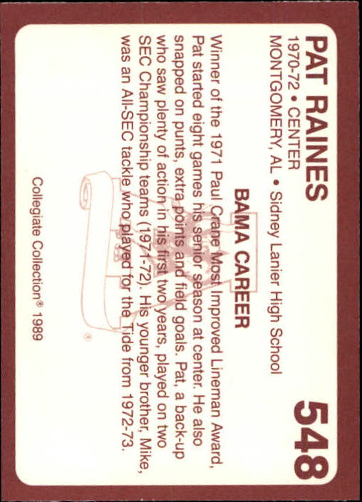 1989 Alabama Coke 580 Collegiate Collection Football "Main Set" Cards #400-#580 - Picture 299 of 363