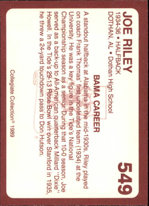 1989 Alabama Coke 580 Collegiate Collection Football "Main Set" Cards #400-#580 - Picture 301 of 363