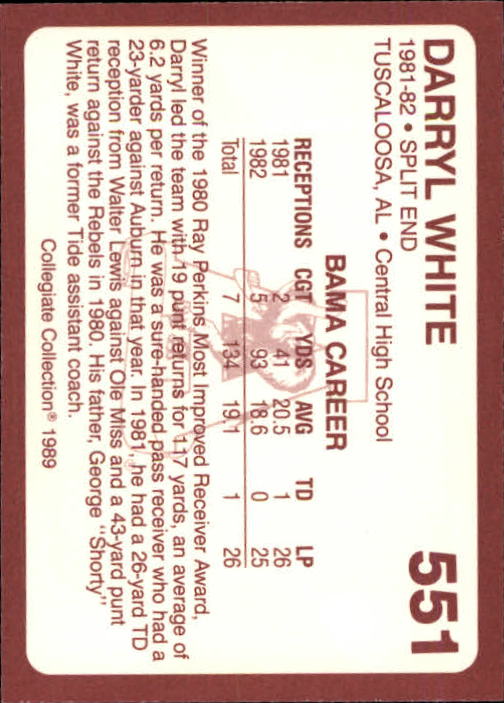 1989 Alabama Coke 580 Collegiate Collection Football "Main Set" Cards #400-#580 - Picture 305 of 363