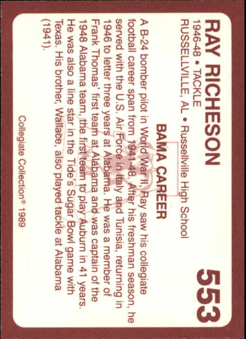 1989 Alabama Coke 580 Collegiate Collection Football "Main Set" Cards #400-#580 - Picture 309 of 363