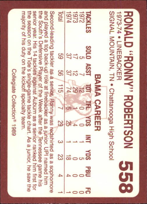 1989 Alabama Coke 580 Collegiate Collection Football "Main Set" Cards #400-#580 - Picture 319 of 363