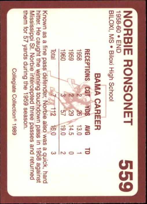 1989 Alabama Coke 580 Collegiate Collection Football "Main Set" Cards #400-#580 - Picture 321 of 363