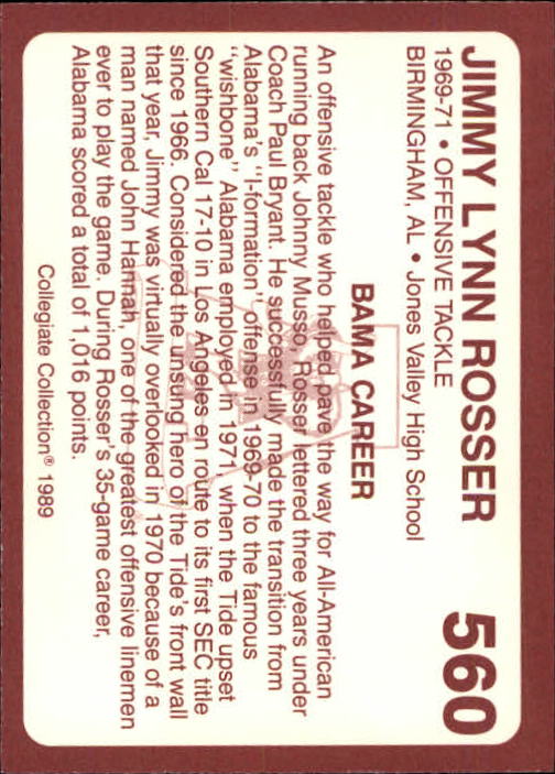 1989 Alabama Coke 580 Collegiate Collection Football "Main Set" Cards #400-#580 - Picture 323 of 363