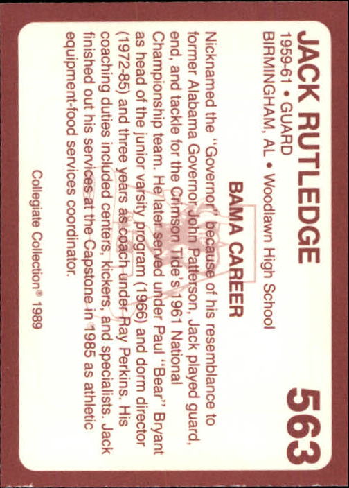 1989 Alabama Coke 580 Collegiate Collection Football "Main Set" Cards #400-#580 - Picture 329 of 363