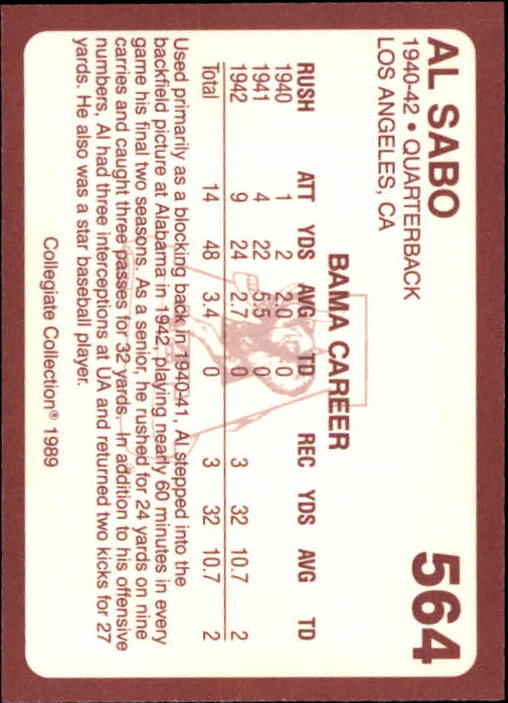 1989 Alabama Coke 580 Collegiate Collection Football "Main Set" Cards #400-#580 - Picture 331 of 363