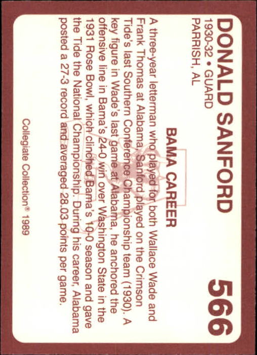 1989 Alabama Coke 580 Collegiate Collection Football "Main Set" Cards #400-#580 - Picture 335 of 363