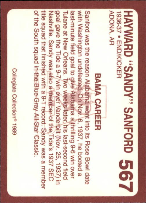 1989 Alabama Coke 580 Collegiate Collection Football "Main Set" Cards #400-#580 - Picture 337 of 363