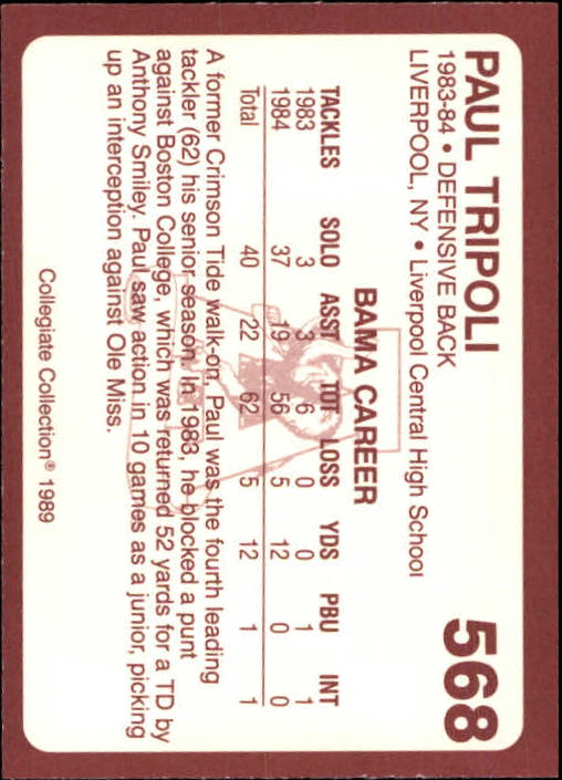 1989 Alabama Coke 580 Collegiate Collection Football "Main Set" Cards #400-#580 - Picture 339 of 363