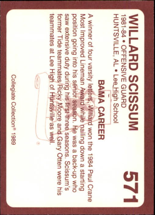 1989 Alabama Coke 580 Collegiate Collection Football "Main Set" Cards #400-#580 - Picture 345 of 363