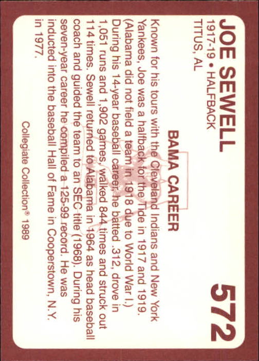 1989 Alabama Coke 580 Collegiate Collection Football "Main Set" Cards #400-#580 - Picture 347 of 363