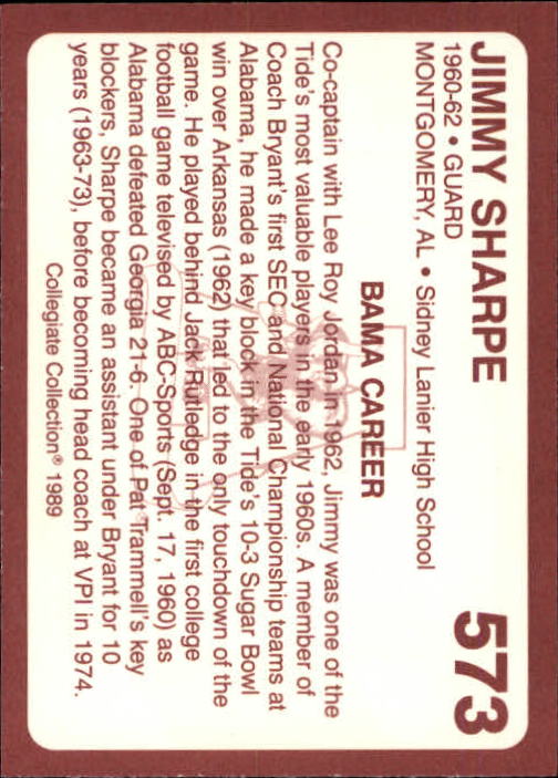 1989 Alabama Coke 580 Collegiate Collection Football "Main Set" Cards #400-#580 - Picture 349 of 363