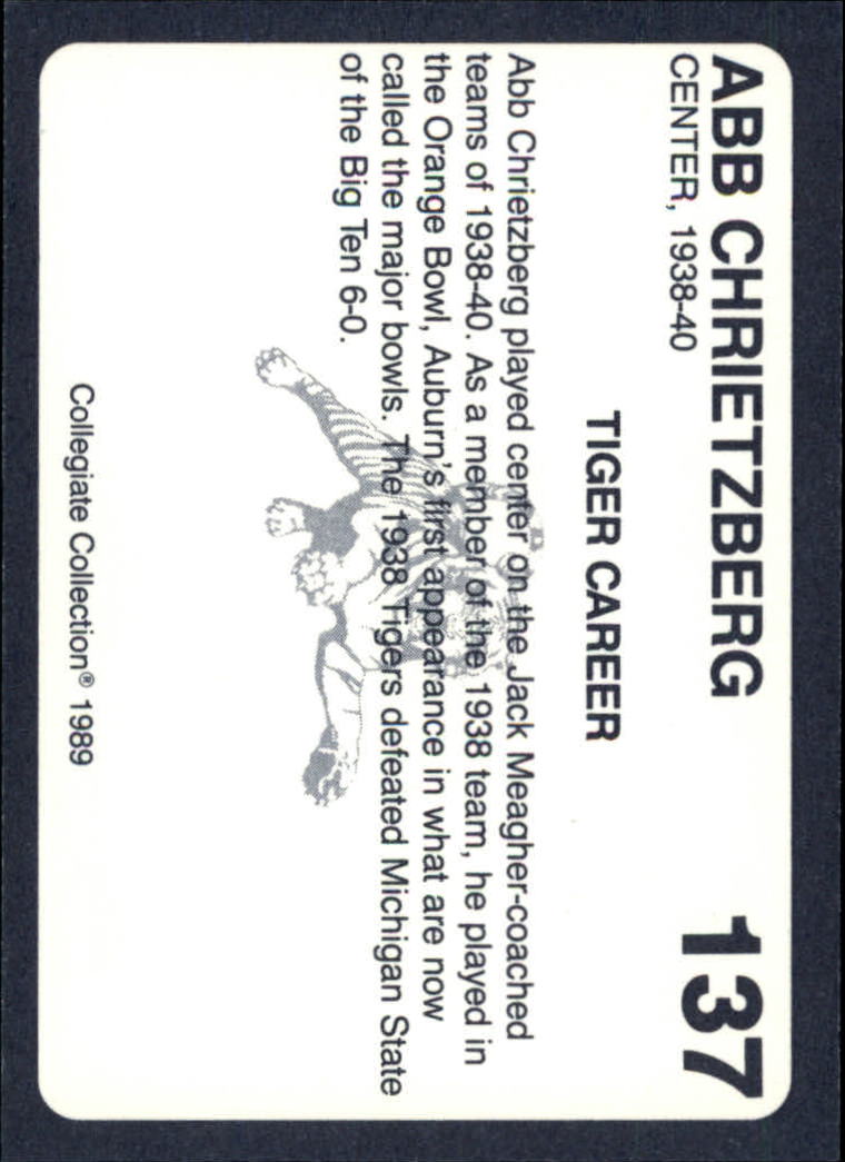 1989 Auburn Coke 580 #137 Abb Chrietzberg back image