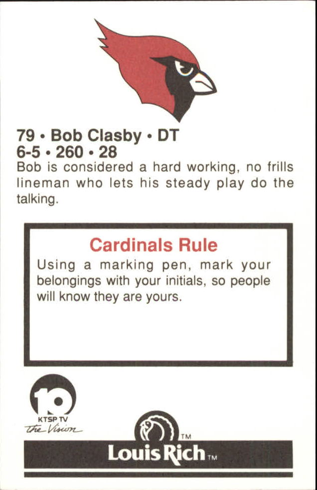 1989 Cardinals Police #79 Bob Clasby - NM-MT