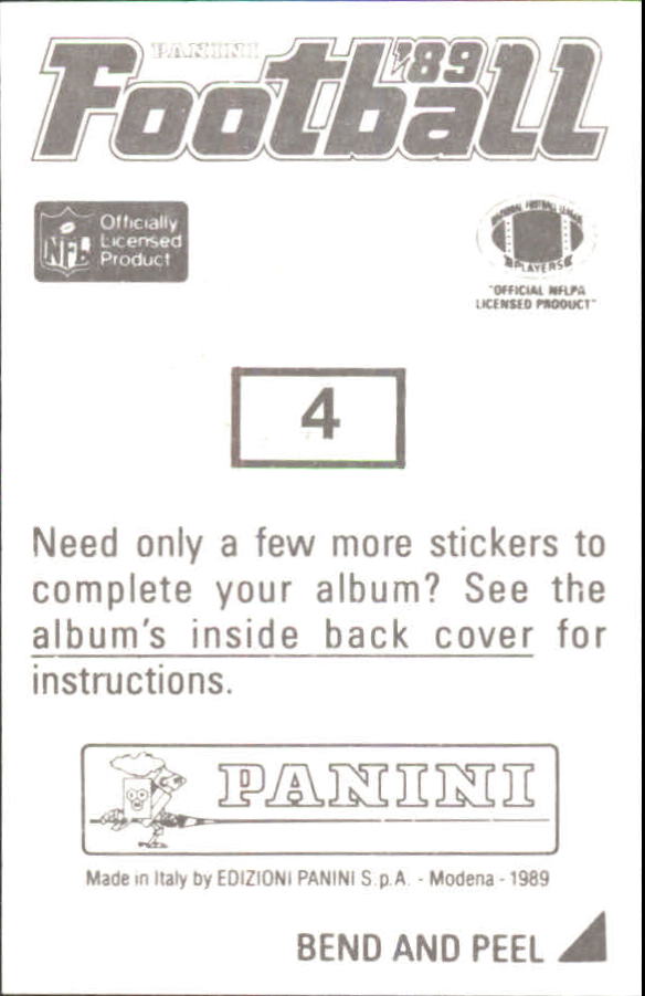1989 Panini Stickers #4 Tony Casillas back image