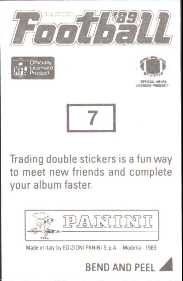 1989 Panini Stickers #7 Scott Case back image