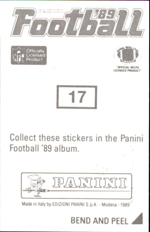 1989 Panini Stickers #17 Jim McMahon back image